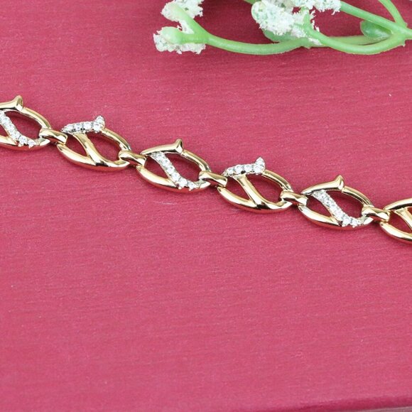 "Rose Gold Link Bracelet with CZ Accents, Elegant Chain Design, XPBL0831 - Picture 12 of 12